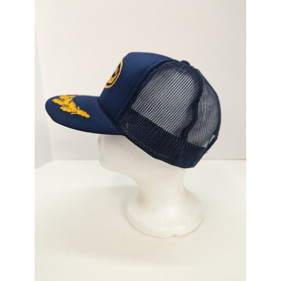 Captain Embroidered Logo with Scrambled Eggs Men Blue Mesh Back Snapback Cap Hat - Picture 3 of 9